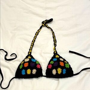 Colorful Crochet Halter Bikini Top